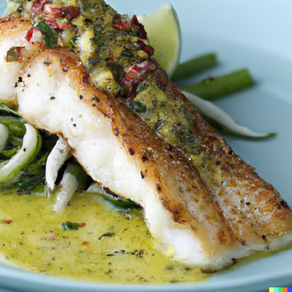 PAN-SEARED SEA BASS WITH JALAPEÑO GLAZE X LIMEY BENDER