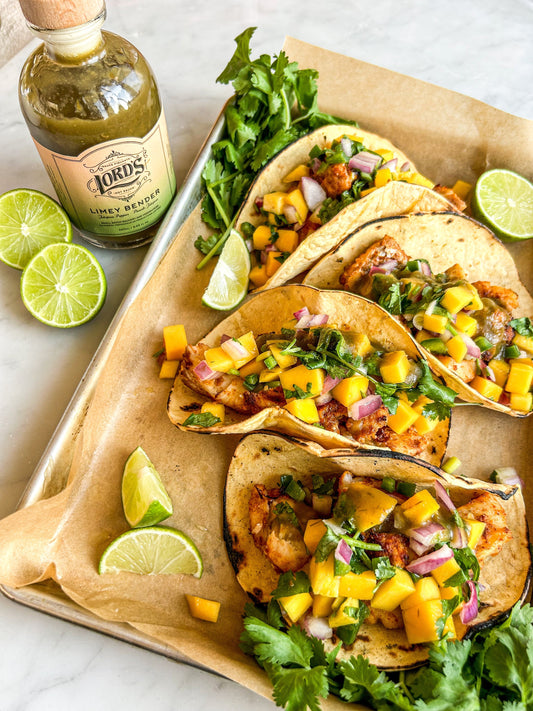 Limey Bender Fish Tacos with Mango Salsa